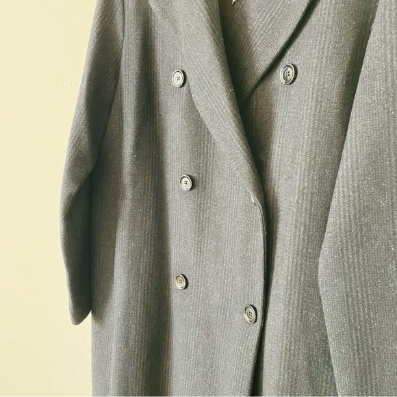 NWT Mango LARGE Check Wool-blend double breasted pea coat- black/gray - Picture 4 of 11